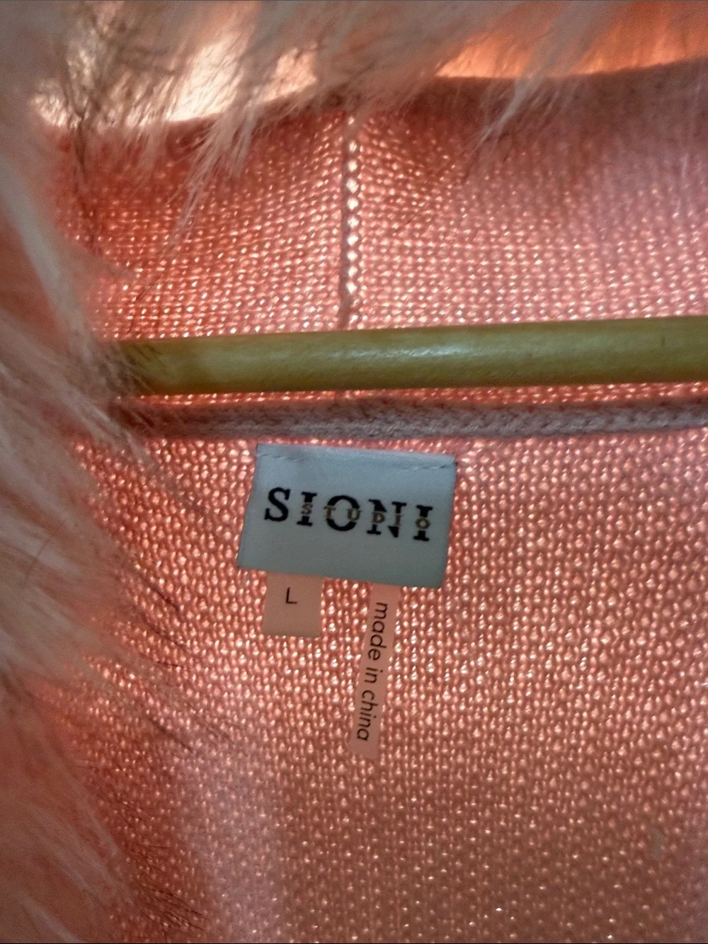 Sioni Dusty Pink Faux-Fur Collar Open Cardigan